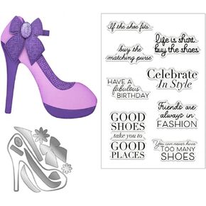 High Heel Metal Cutting Dies Match Shoes Words Phrase Transparent Silicone Seal Stamps Sets for Card Making DIY Scrapbooking Paper Crafting Arts Crafts Good Shoes Alphabets Clear Stamping Stamps in Kuwait