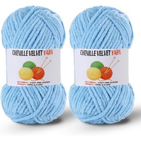 2 * 100g/3.5oz Fluffy Chenille Yarn for Crocheting, Chunky Velvet Yarn for Crochet Amigurumi, Used for Making Baby Yarns Blanket, Clothes, Pattern Knitting Creations (Apricot Color) in Kuwait
