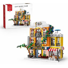 Music Club Architecture Building Set Collectible Model for Adults, Compatible with Lego City Street View with Light Creative DIY Home Office Decor for Adults in Saudi Arabia