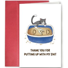 SuperShunhu Hilarious Father's Day Card for Cat Dad, Witty Birthday Gifts for Cat Lover, Happy Fathers Day Gift from Cat in Saudi Arabia