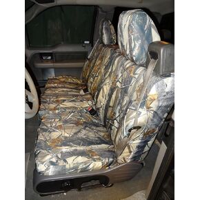 أغطية مقاعد Durafit مصنوعة لتناسب طراز 2004-2008-Pickup F150 XL أو مقاعد أمامية قياسية للكابينة 40/20/40 مع أحزمة أمان مدمجة وأغطية مقاعد بمسند الذراع المركزي الصلب في XD3 Camo Endura in Kuwait