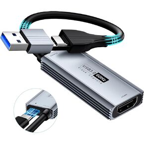 بطاقة التقاط الفيديو USB3.0 مع 100 وات PD HDMI إلى USB/USB C 1440P 30fps/1080P 60fps Live and Record Video Audio Game MS2130 للتبديل Xbox PS4/5 البث المباشر والألعاب والبث المباشر in Saudi Arabia