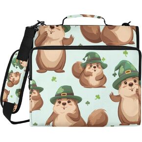 3 D-Ring Binder Bag with Zipper and Strap, Beaver Clover Pattern Removable Binder with Zipper Case Hold 500+ Sheets& 14 Inch Laptop for School Office Supplies Organizer in Saudi Arabia