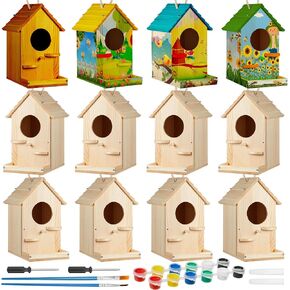LILIMIL 4 Pack Birdhouse Kit DIY Wooden Bird House with Paint and Paintbrushes Arts and Crafts Painting Kits for Boys Girls Build Build Paint Classroom Indoor Outdoor Craft in Kuwait