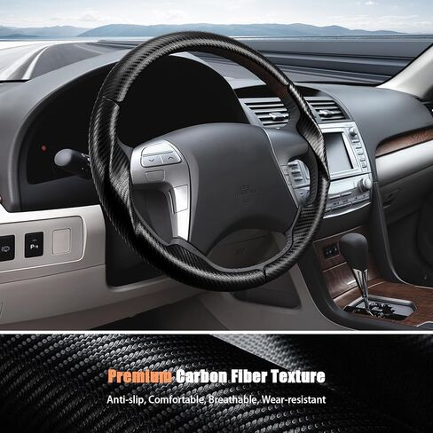 Aimato Customized Steering Wheel Cover for Toyota Camry 2007-2011/Highlander 2008-2013 Thin,Anti-Slip,Scratch-Resistant Exclusive Car Accessory for Toyota,Matte Black in Kuwait