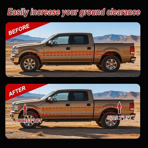 Leveling Lift Kit 3" Front + 2" Rear for 2004-2020 F150 2WD 4WD, Leveling kit with Strut Spacers, Blocks & Extended U-Bolts & Sound Isolator in Saudi Arabia