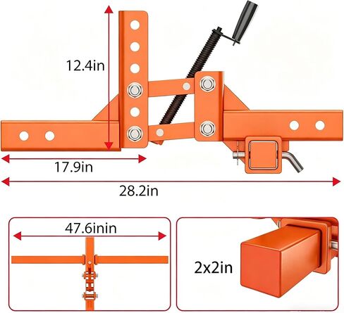 Heavy Duty Manual Implement Lift for ATV/UTV – 1-Point Lift System, 2-Inch Receiver, 50" Wide, Durable Material Handling Chain Accessory, Ergonomic Design – Orange in Saudi Arabia