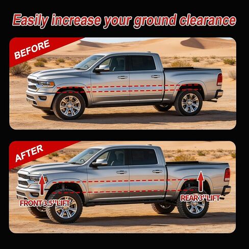 Leveling Lift Kit 3.5" Front + 3" Rear 2009-2025 Ram 1500 4WD,with Sound Isolator Reduces Wear and Vibration During Driving. in Saudi Arabia