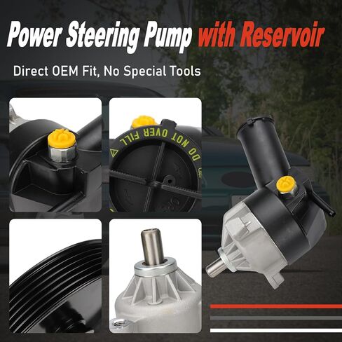 Power Steering Pump Compatible with 1990-2006 Ford F100 Ranger Aerostar Exprlorer Windstar Taurus Mercury Sable Bomba De Power Steering Pump With Pulley Replacement 20-7271 in Kuwait