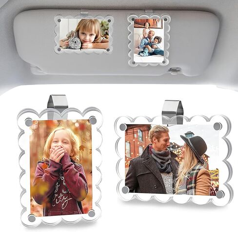 Car Visor Photo Clip, Personalized Car Visor Picture Frame, Automotive Interior Decor, 5-Second Setup, Magnetic Seal, Strong Non-Slip Adhesion, Dual Horizontal/Vertical Display, Pack of 2 in Saudi Arabia