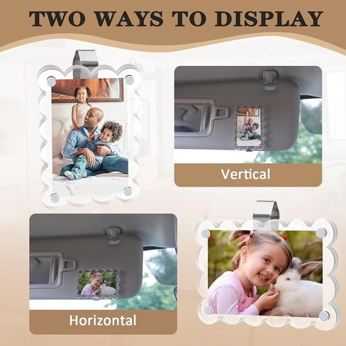 Car Visor Photo Clip, Personalized Car Visor Picture Frame, Automotive Interior Decor, 5-Second Setup, Magnetic Seal, Strong Non-Slip Adhesion, Dual Horizontal/Vertical Display, Pack of 2 in Saudi Arabia