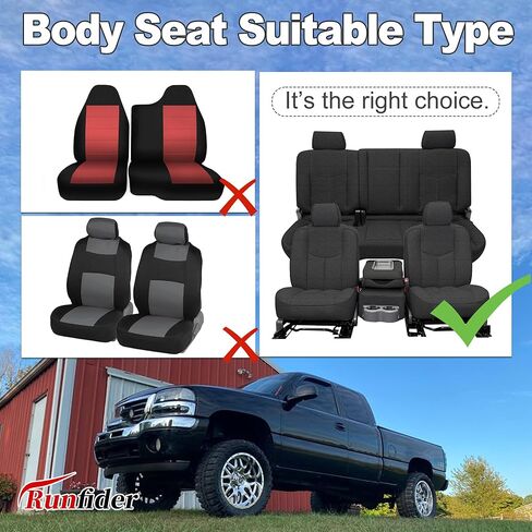 Thickened Composite Fabric Seat Covers for Chevy Silverado & GMC Sierra 1500 1999-2006 & Classic Soft Foam-Padded Front&Rear Covers Easy to Clean & Install-Black in Saudi Arabia