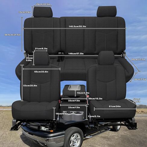 Thickened Composite Fabric Seat Covers for Chevy Silverado & GMC Sierra 1500 1999-2006 & Classic Soft Foam-Padded Front&Rear Covers Easy to Clean & Install-Black in Saudi Arabia
