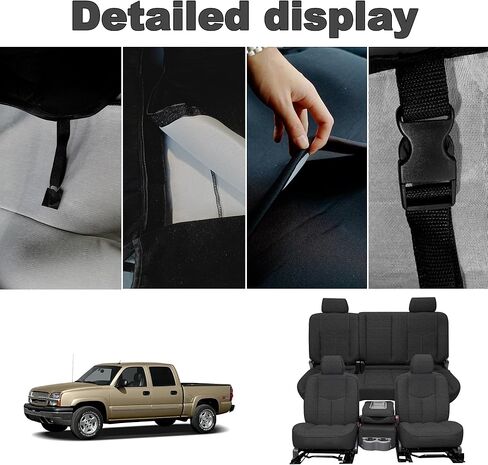 Thickened Composite Fabric Seat Covers for Chevy Silverado & GMC Sierra 1500 1999-2006 & Classic Soft Foam-Padded Front&Rear Covers Easy to Clean & Install-Black in Saudi Arabia