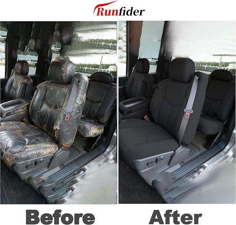 Thickened Composite Fabric Seat Covers for Chevy Silverado & GMC Sierra 1500 1999-2006 & Classic Soft Foam-Padded Front&Rear Covers Easy to Clean & Install-Black in Saudi Arabia
