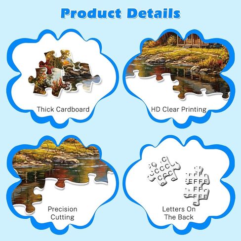 4-Pack 100 Piece Puzzle, Four Seasons Scenery 100 Piece Puzzles for Adults Seniors, Nature Landscape Large Piece Jigsaw Puzzles for Seniors Adults Educational Jigsaw Puzzles 100 Pieces (15x10 in) in Saudi Arabia