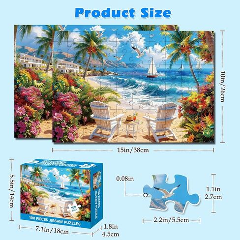 4-Pack 100 Piece Puzzle, Four Seasons Scenery 100 Piece Puzzles for Adults Seniors, Nature Landscape Large Piece Jigsaw Puzzles for Seniors Adults Educational Jigsaw Puzzles 100 Pieces (15x10 in) in Saudi Arabia