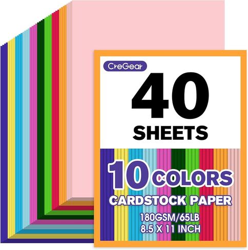 40 Sheets Colored Cardstock, 10 Assorted Colors 8.5 x 11 Cardstock Paper, 180gsm/65 lb Colorful Card Stock Paper for Card Making, Crafting, Scrapbooking, Decors in Saudi Arabia