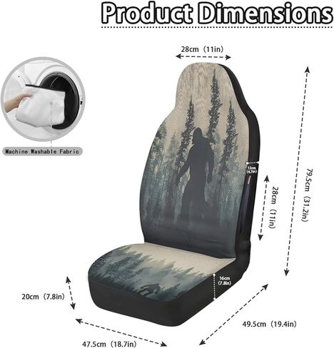 Funny Bigfoot Car Seat Covers Front Seats Only, 2 Pack Forest Sasquatch Full Coverage Waterproof Dirt Scratch Resistant Automotive Seat Protectors for Cars SUVs Sedans Trucks Auto Decor in Kuwait