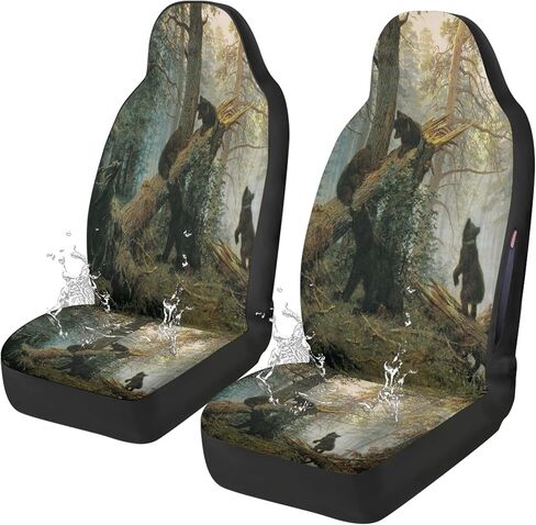 Funny Bigfoot Car Seat Covers Front Seats Only, 2 Pack Forest Sasquatch Full Coverage Waterproof Dirt Scratch Resistant Automotive Seat Protectors for Cars SUVs Sedans Trucks Auto Decor in Kuwait