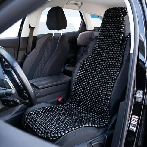 VaygWay Beaded Seat Cover for Cars- Cooling Massaging Cushion for Car Truck Van- Natural Wood Comfortable Breathable Seat Cover (Natural Wood, 1 PC) in Kuwait