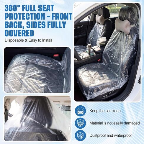 Pushglossy 1000 Pcs Disposable Car Seat Covers Bulk Plastic Clear Seat Covers for Cars Universal Car Protector Accessories Keep Interior Tidy for Chairs Travel in Kuwait