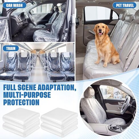Pushglossy 1000 Pcs Disposable Car Seat Covers Bulk Plastic Clear Seat Covers for Cars Universal Car Protector Accessories Keep Interior Tidy for Chairs Travel in Kuwait