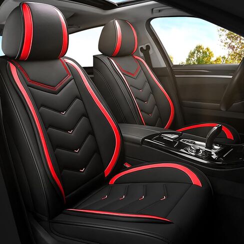 ADERN Car Seat Covers for Mitsubishi Outlander 2003-2026, Premium Nappa Leather Car Seat Cover, Stylish Sport Seat Covers， Automobile Seat Cover Sets.(Standard 2 Seats/Black Red) in Kuwait