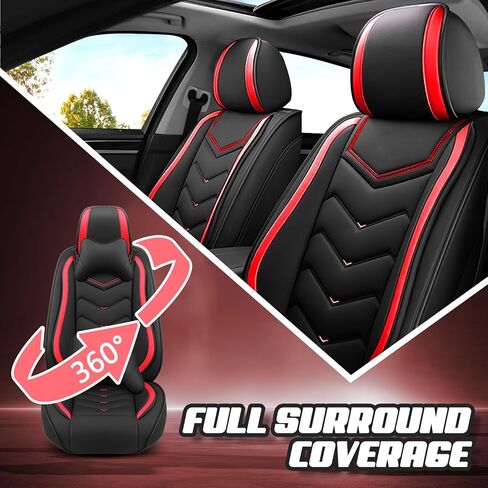 ADERN Car Seat Covers for Mitsubishi Outlander 2003-2026, Premium Nappa Leather Car Seat Cover, Stylish Sport Seat Covers， Automobile Seat Cover Sets.(Standard 2 Seats/Black Red) in Kuwait
