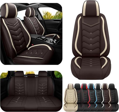 ADERN Car Seat Covers for Mitsubishi Outlander 2003-2026, Premium Nappa Leather Car Seat Cover, Stylish Sport Seat Covers， Automobile Seat Cover Sets.(Standard 2 Seats/Black Red) in Kuwait