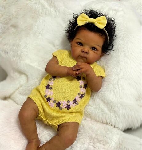 Zero Pam Black Reborn Baby Dolls Full Body Vinyl-18 in Realistic Baby Doll, Black Reborn Dolls Girls, African American Babys Girl, Real Life Babys Doll with Accessories in Kuwait