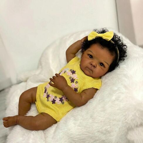 Zero Pam Black Reborn Baby Dolls Full Body Vinyl-18 in Realistic Baby Doll, Black Reborn Dolls Girls, African American Babys Girl, Real Life Babys Doll with Accessories in Kuwait