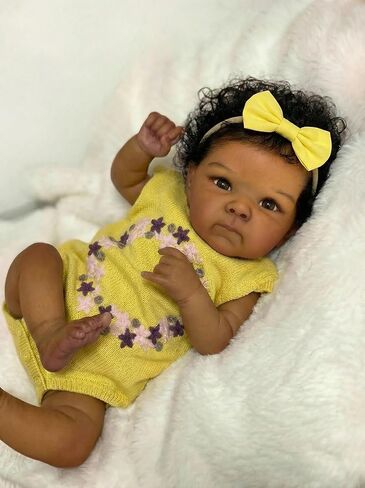 Zero Pam Black Reborn Baby Dolls Full Body Vinyl-18 in Realistic Baby Doll, Black Reborn Dolls Girls, African American Babys Girl, Real Life Babys Doll with Accessories in Kuwait
