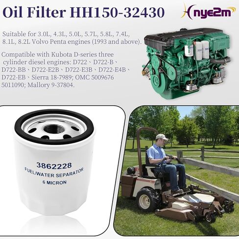 3862228 3852413 3851218 3847644 Fuel Water Separating Filter replacement For Volvo Penta carbureted & fuel injected engines 4.3, 5.0, 5.7, 5.8, 7.4, 8.1, 8.2 from 1993 and up (2 pcs) in Saudi Arabia