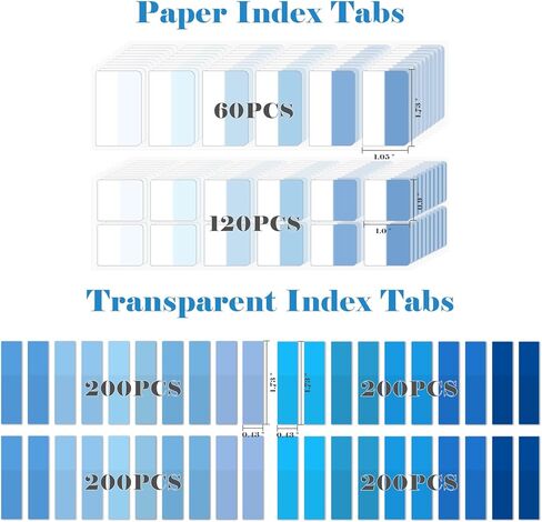 BAYTORY 980 Sheets Transparent Index Tabs, Gradient Color Memo Stickers Page Markers, Self-Adhesive Translucent Writable Tabs for Annotating Books, Bible Notebook School Supplies (Blue) in Kuwait
