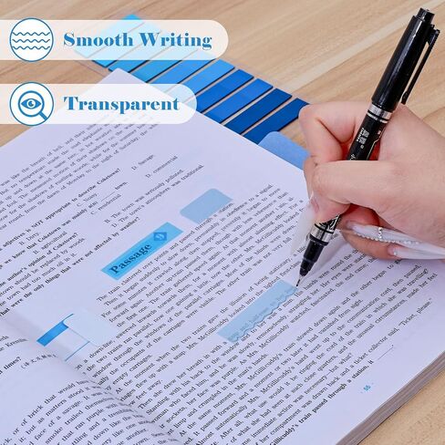 BAYTORY 980 Sheets Transparent Index Tabs, Gradient Color Memo Stickers Page Markers, Self-Adhesive Translucent Writable Tabs for Annotating Books, Bible Notebook School Supplies (Blue) in Kuwait