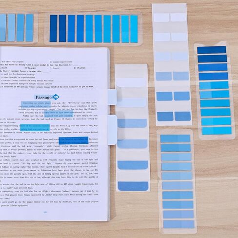 BAYTORY 980 Sheets Transparent Index Tabs, Gradient Color Memo Stickers Page Markers, Self-Adhesive Translucent Writable Tabs for Annotating Books, Bible Notebook School Supplies (Blue) in Kuwait