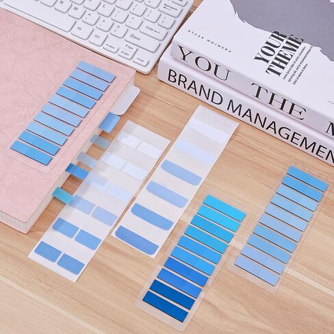 BAYTORY 980 Sheets Transparent Index Tabs, Gradient Color Memo Stickers Page Markers, Self-Adhesive Translucent Writable Tabs for Annotating Books, Bible Notebook School Supplies (Blue) in Kuwait