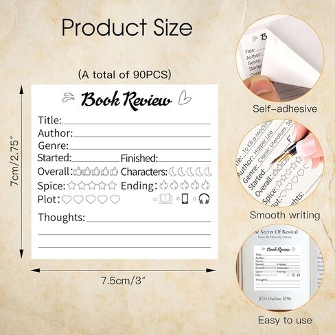 90 PCS Book Review Stickers, Minimalist Design Self-Stick Labels for Readers and Book Clubs, 2.75 x 2.95 Inches in Saudi Arabia