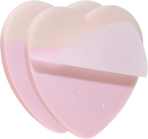 ONLYKXY Glitter Heart Shape Transparent Sticky Notes for Annotating,2.8in Pastel Color Waterproof Index Sticker Self-Stick Book Tabs Soft PET Marker Memo Pad for Home School Office (2, Pink) in Kuwait