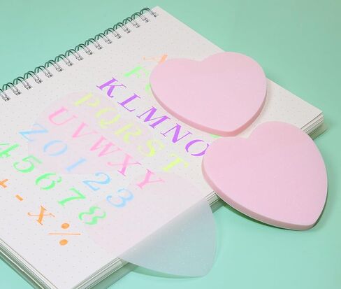 ONLYKXY Glitter Heart Shape Transparent Sticky Notes for Annotating,2.8in Pastel Color Waterproof Index Sticker Self-Stick Book Tabs Soft PET Marker Memo Pad for Home School Office (2, Pink) in Kuwait