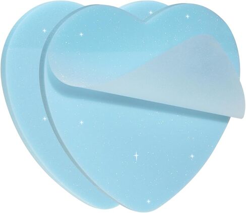 ONLYKXY Glitter Heart Shape Transparent Sticky Notes for Annotating,2.8in Pastel Color Waterproof Index Sticker Self-Stick Book Tabs Soft PET Marker Memo Pad for Home School Office (2, Pink) in Kuwait