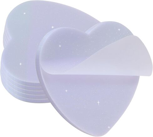 ONLYKXY Glitter Heart Shape Transparent Sticky Notes for Annotating,2.8in Pastel Color Waterproof Index Sticker Self-Stick Book Tabs Soft PET Marker Memo Pad for Home School Office (2, Pink) in Kuwait