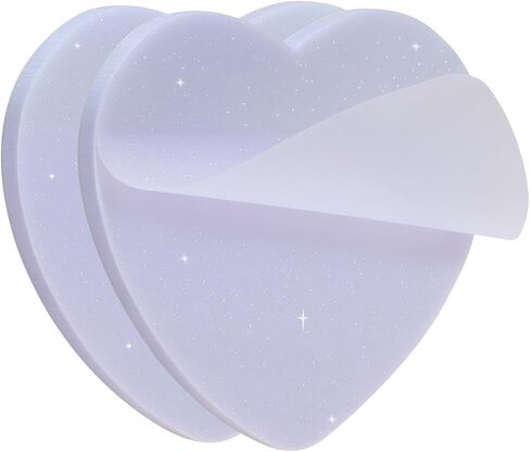 ONLYKXY Glitter Heart Shape Transparent Sticky Notes for Annotating,2.8in Pastel Color Waterproof Index Sticker Self-Stick Book Tabs Soft PET Marker Memo Pad for Home School Office (2, Pink) in Kuwait