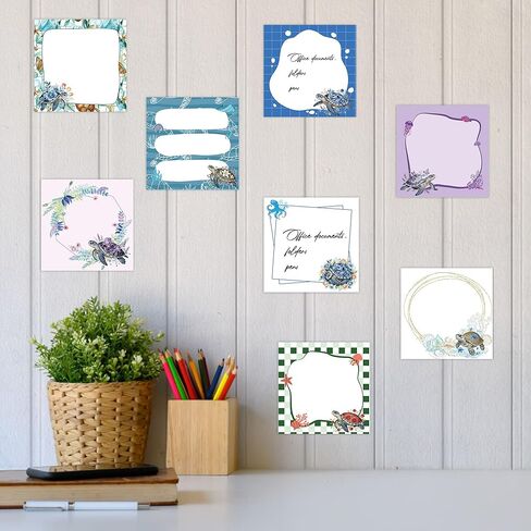 Turtle Sticky Notes and Pens 9 Pack, Cute Sea Turtle Notepads for Ocean Lovers, Self-Stick Memo Note Pads with Pen Set for Work, Turtles Gifts for Students Teachers School Office Supplies 3×3 Inch in Saudi Arabia