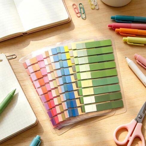 1000PCS-Coded Sticky Notes,Pastel Color Sticky Tabs, Transparent Page Markers, 220pcs Highlight Tabs for Annotating Books, Notes, Journals, Aesthetic Index Tabs for Office, Study and Organiza, 1000PCS in Kuwait