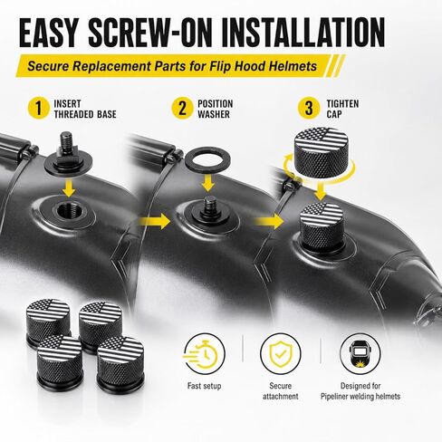 8 Pieces Pipeliner Helmet Fasteners - 1 Pair Black USA Flag Aluminum Headgear Replacement Parts, Anti-Rust Screws Compatible with Flip Hood (Black-zw) in Saudi Arabia