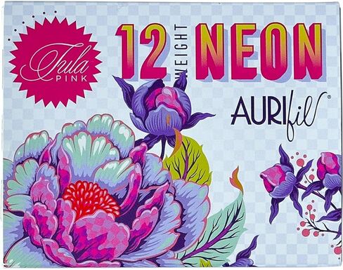 Aurifil Designer Collections 3 Large Spools 100% Cotton 12wt (356 Yards Each) TP12NC3 | 12wt Neon by Tula Pink Colors Included: 7002, 7000, 7001 - Made in Italy (TP12NC3-12wt Neon) in Kuwait