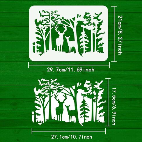 FINGERINSPIRE Deer Forest Stencils - 11.6x8.3 inch Plastic Forest Deer Drawing Painting Stencils for Wood Walls, Fabric, Airbrush in Kuwait