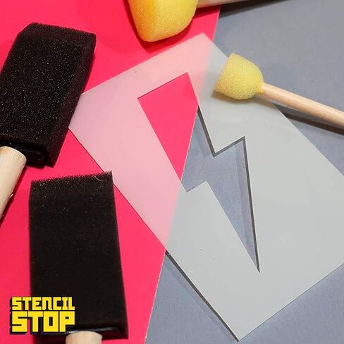 Stencil Stop Lightning Bolt Stencil - 3.75 x 9 inches - Reusable Stencils for Painting on Wood, Walls, Fabric & Rocks - Durable 14 Mil Mylar Plastic for DIY Crafts & Art Projects in Kuwait